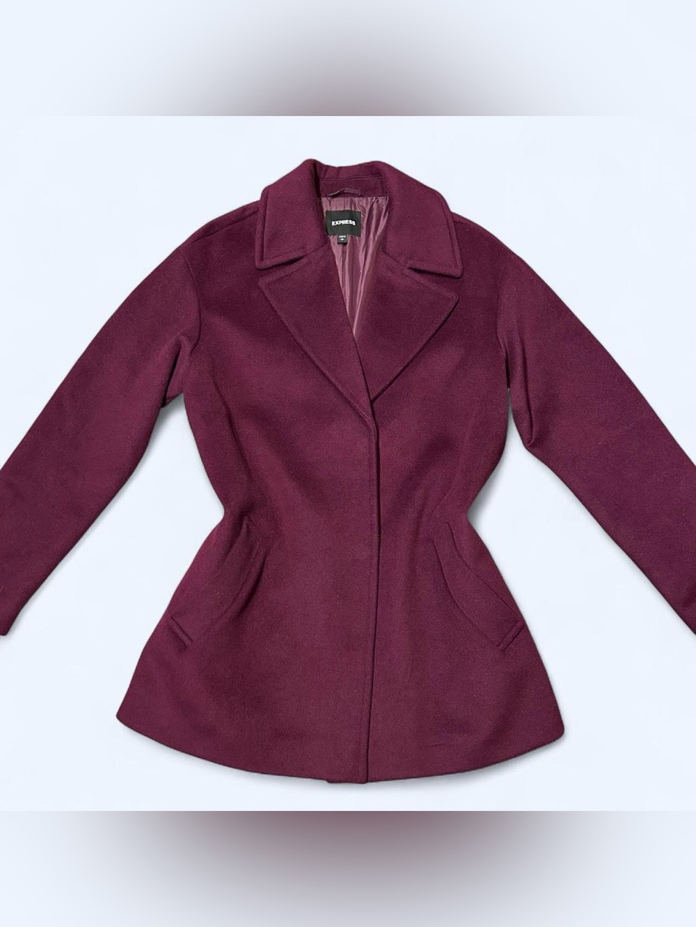 Y2K Purple Wool Baggy Peacoat by Express!
